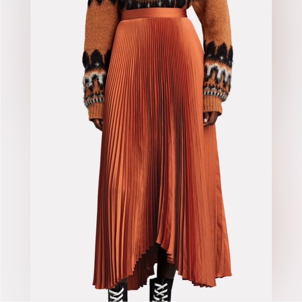 A.L.C. Burnt Orange Pleated Maxi Skirt